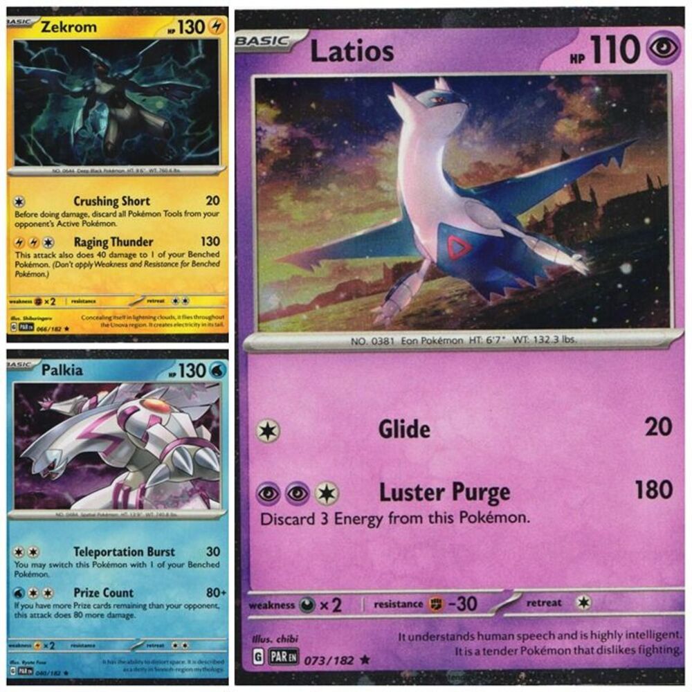Pokemon Latios Palkia Zekrom Trading Cards Cosmo Holo set